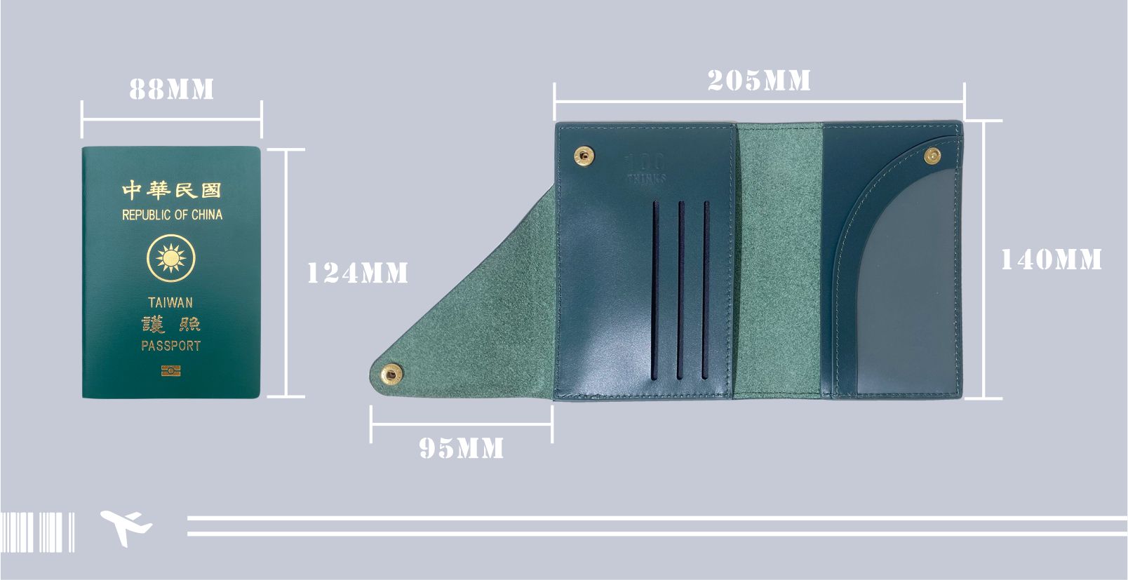 真皮 護照夾/護照套 綠色 - 【新品上架】100THINKS真皮護照套 護照包 護照夾 可加購客製化